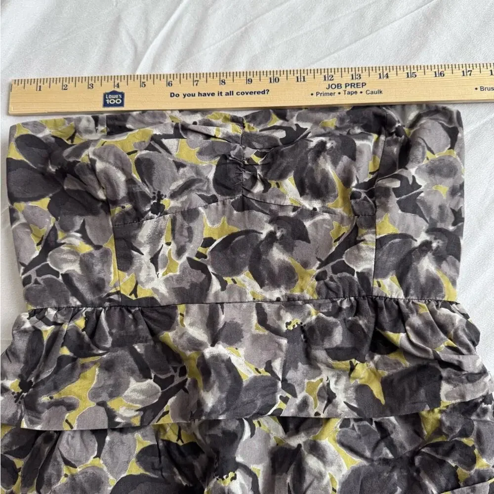 J. Crew Strapless Purple Yellow Tiered Cotton‎ 100% Floral Sz 8 Wedding